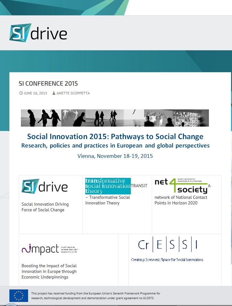 SI CONFERENCE 2015 Focus on: Pathways to social change Research, policies and practices in