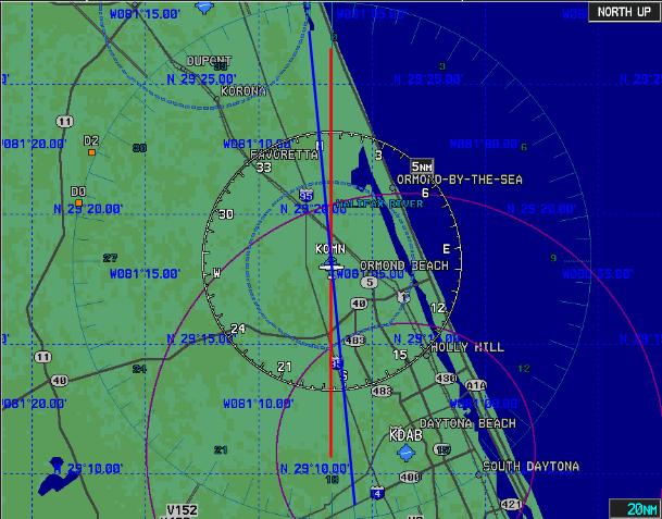 Ormond Beach (OMN) VOR G1000 V12 Trainer Screen Shot NAV Data Base 17 NOV 2011 The OMN VOR 360 degree radial is equal to true north.