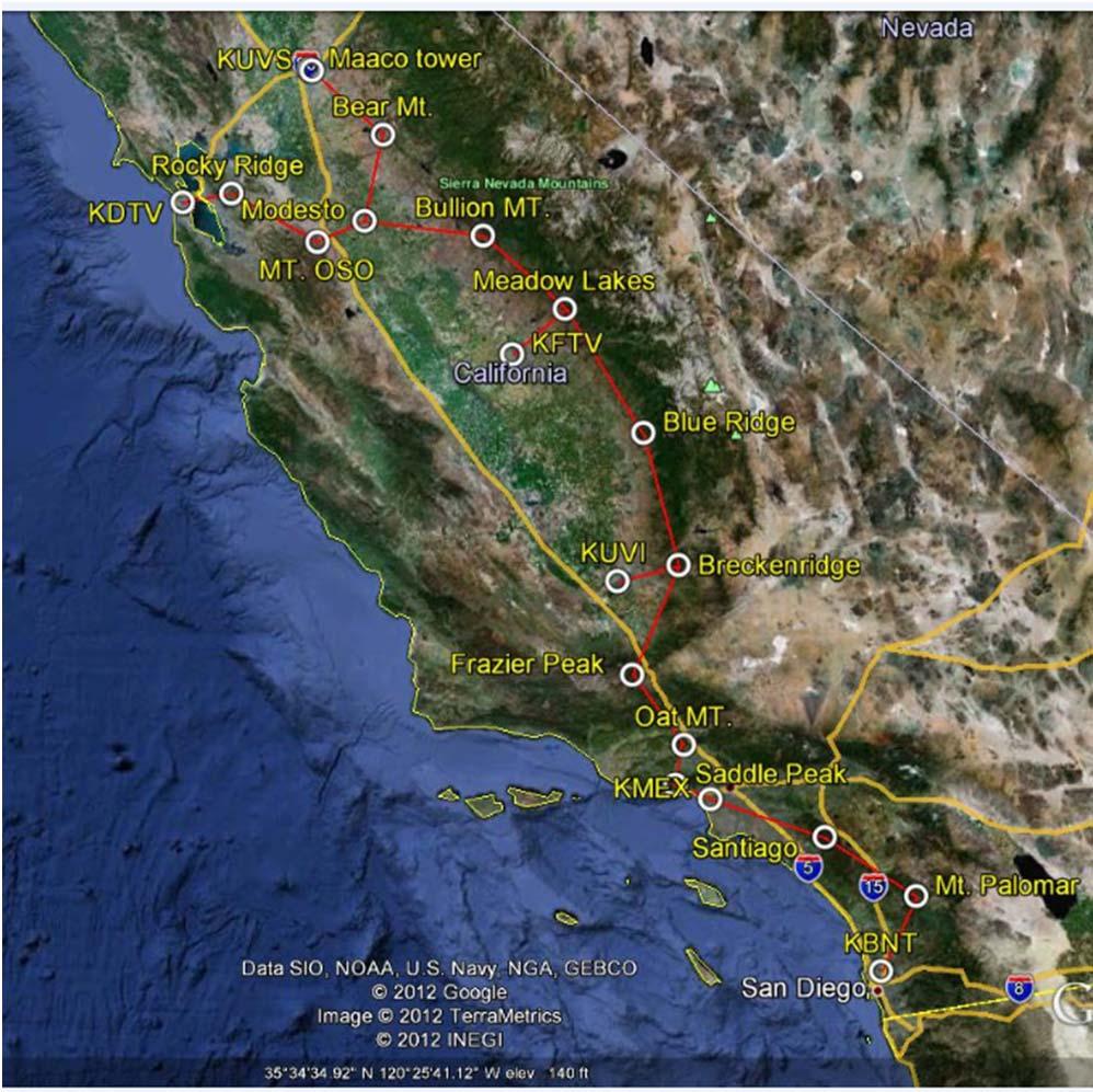 Univision Sinwest Project > 500 mile long backbone running along the West Coast 19 Nodes and