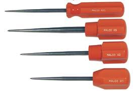 Blade tapers to a fine point and may be resharpened many times. Easy-to-spot orange handles are shock and shatter resistant.