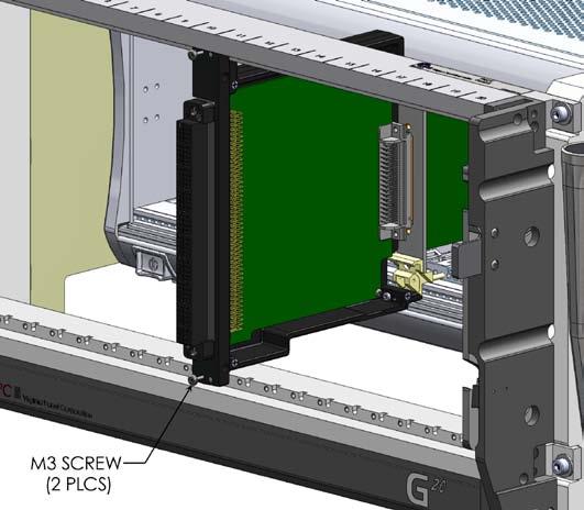 INSTALL ADAPTER ASSEMBLY INTO RECEIVER 1. Line up card in chassis slot and slide adapter/card assembly fully into chassis (see Section 4). 2.