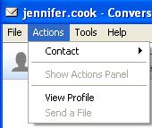 Contact Rename or block user Show Actions Panel Not Used View Profile View user s profile Send a File Send a file to user Choose Emotions Change