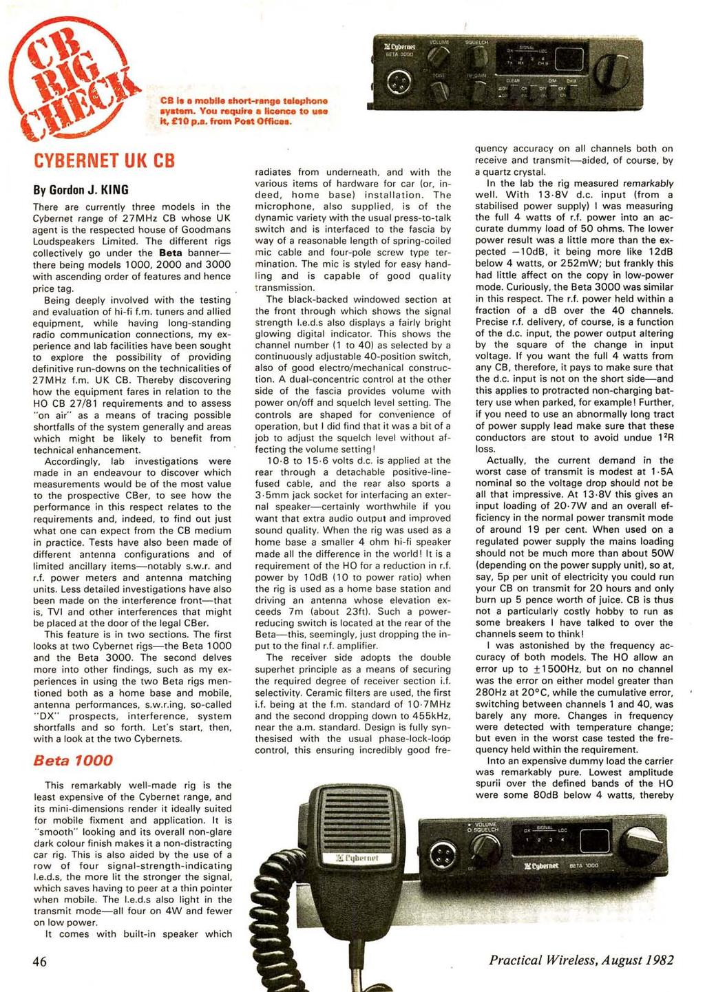 www.americanradiohistory.com CB la 11 mobile ahort-range telephone ayatem. You require alic:ence to... e t. 10 p.a. from Poet Offices. CYBERNET UK CB By Gordon J.