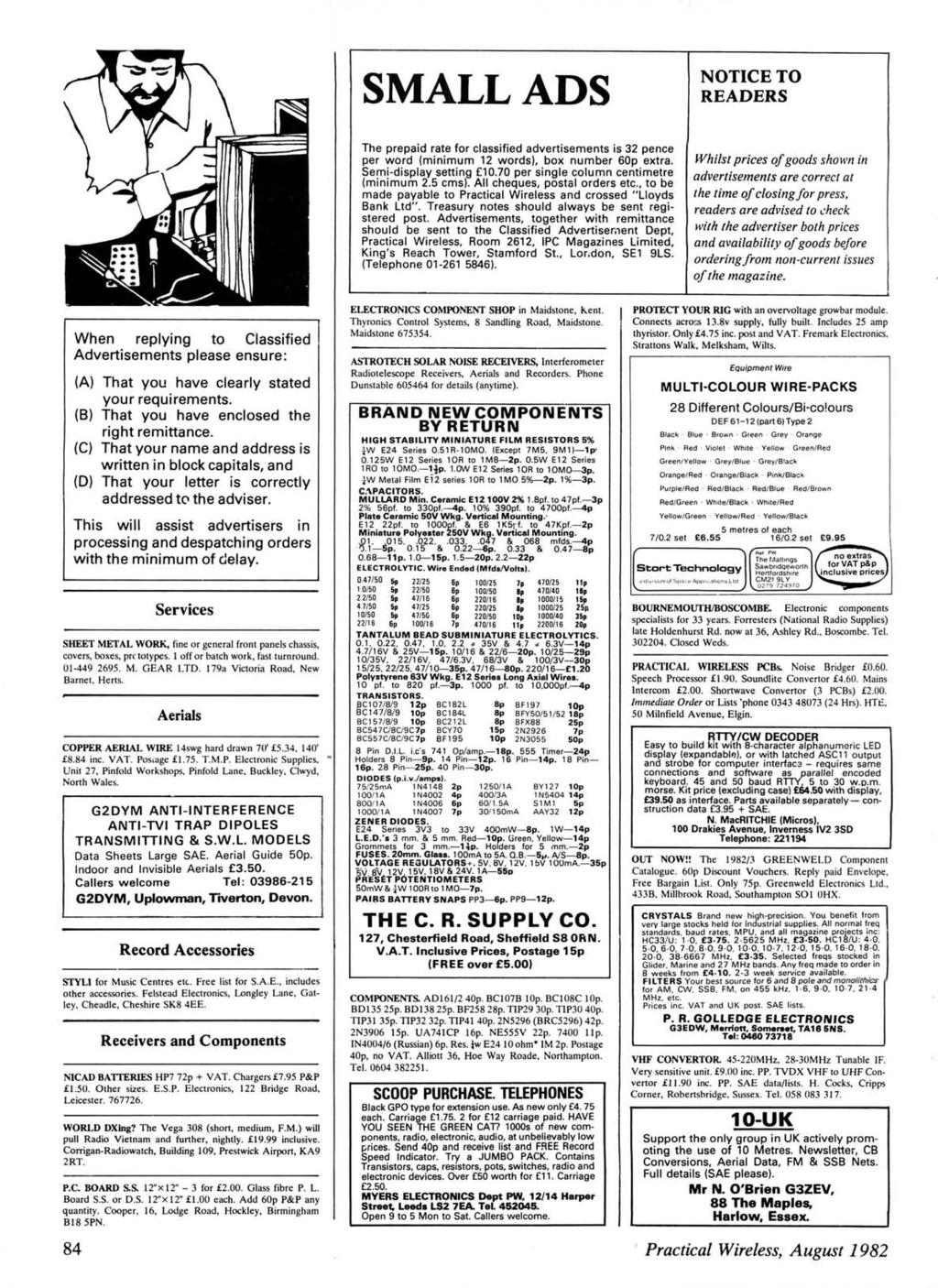 www.americanradiohistory.com SMALL ADS NOTCE TO READERS The prepaid rate for classified advertisements is 32 pence per word (minimum 12 words), box number 60p extra. Semi-display setting 10.