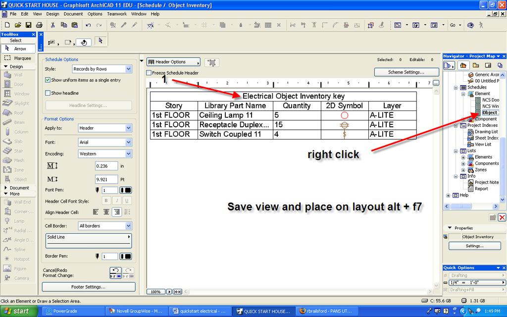 Select (Save view and place on layout, alt = 7) selecting this option will save the new Electrical Key