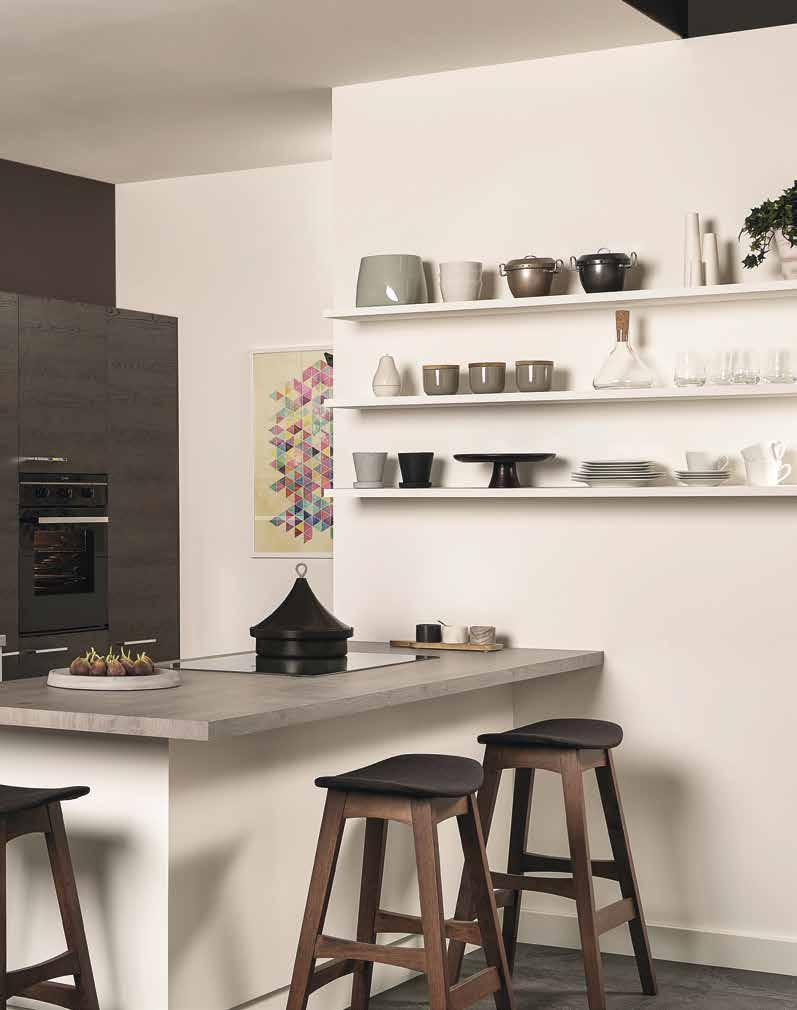 get the look We have created a contemporary feel in this striking kitchen space by combining two of the new designs from the Omega collection.