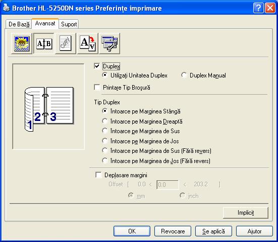 2. Metode de imprimare Imprimare duplex automată (Pentru HL-5250DN) 2 Notă Capturile de ecran din această secţiune sunt luate din Windows XP. Informaţiile afişate pe ecranul computerului dvs.