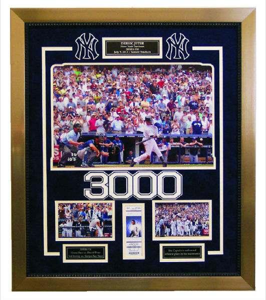 00 Item #104 Derek Jeter 3000 TH Hit Collage -Replica Ticket from the Historic Game -Laser Cut 3-D 3000 -Laser