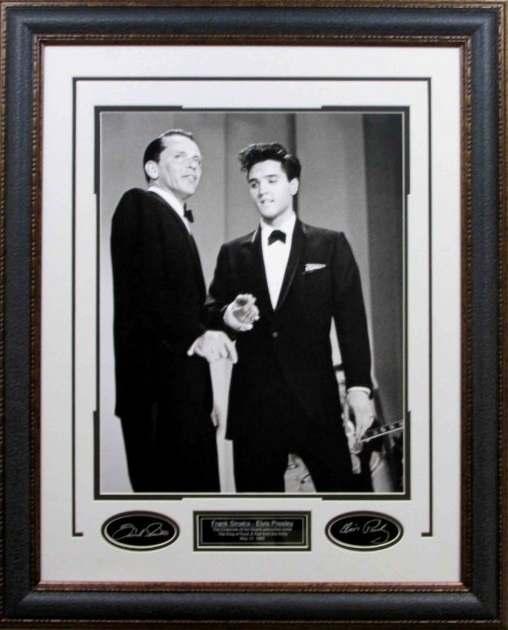 Item #313 Frank Sinatra & Elvis Presley -16X20 Black & White Photograph -Laser Engraved Signatures & Nameplate