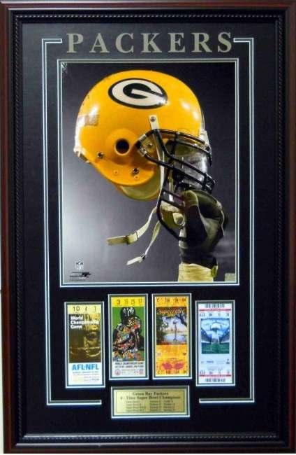 Item #118 Green Bay Packers Super Bowl Helmet Ticket Collage