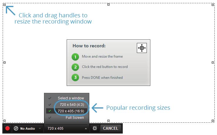 20 20 Set Recording Options After the Recording window appears, select a microphone option,