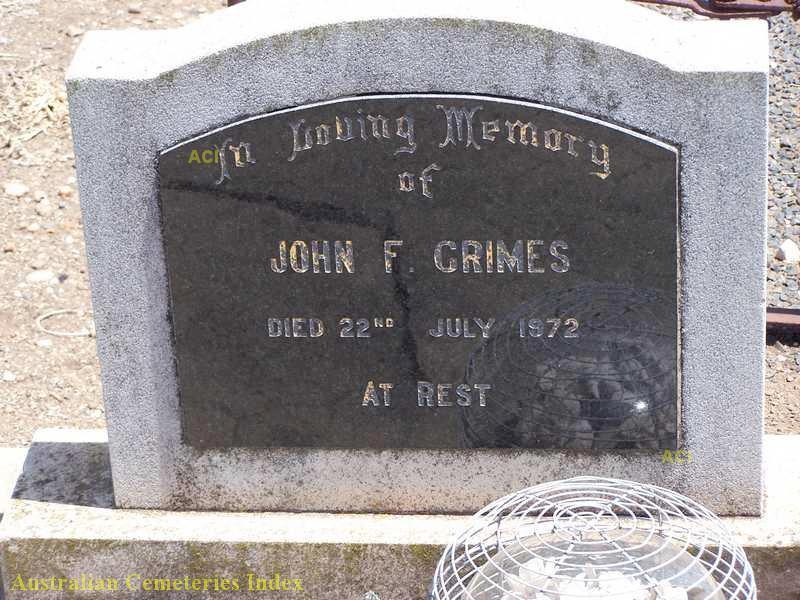 Inscription for John F Grimes Cemetery: Clifton QLD Inscription Id: 2038940 Given Names: John F