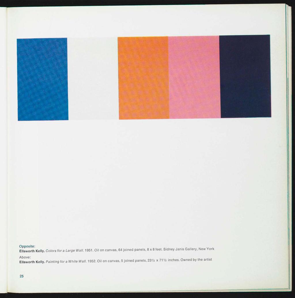 Opposite: Ellsworth Kelly. Colors for a Large Wall. 1951. Oil on canvas, 64 joined panels, 8x8 feet.