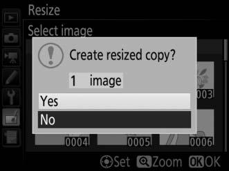 5 Save the resized copies. A confirmation dialog will be displayed. Highlight Yes and press J to save the resized copies.