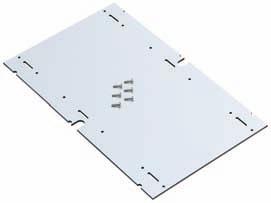 Mounting plate insulating material Made of insulation material for fitting in equipment with floor fixing, including fixing screws