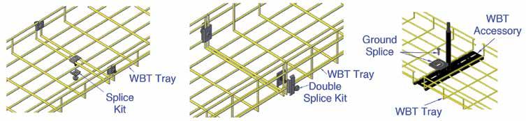 Corner Splice and Radius Corner Splice are used when tray sections are joined to make a 90 degree horizontal transition.