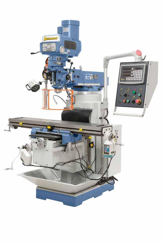 The large number of mill head adjustments makes these robust and stable universal milling machines ideal for drilling and milling simple to difficult workpieces