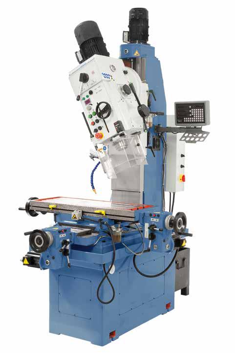 Drilling & milling machines Drilling and milling machine with stepless speed BF 50 DV Automatic table feed with rapid feed allows straightforward table adjustment in x- and y-axis Complete with