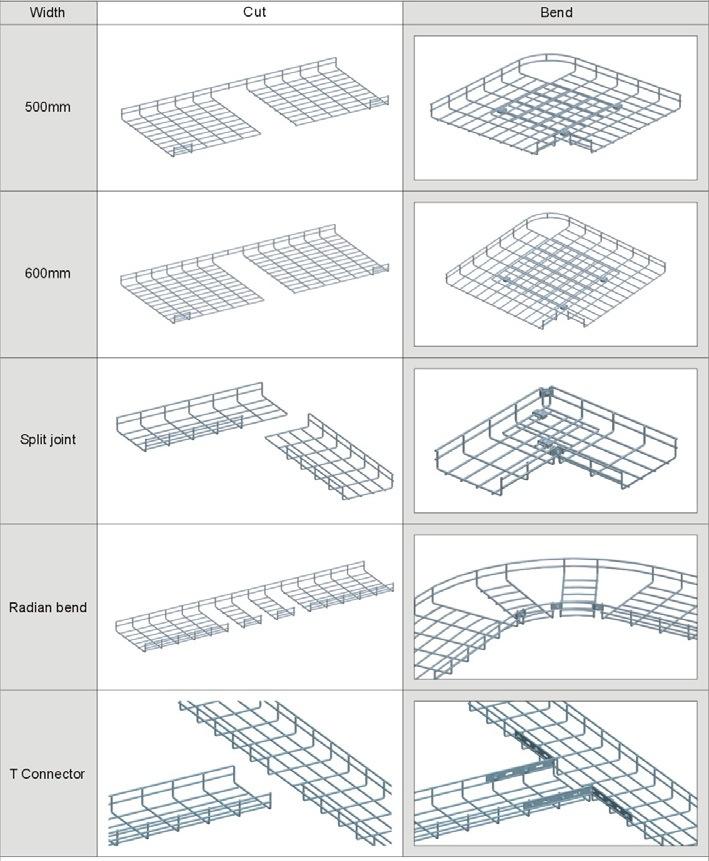 WIRE MESH CABLE TRAY (CABLE BASKET BENDS - HORIZONTIAL BEND WIRE MESH CABLE TRAY -