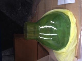 Recycled Glass Stone Squat Bubble Vase Lime