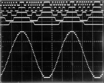 323 Fig. 6. This scope photo shows a 5-bit reconstruction of a 1.1 GHz sine wave at full-scale deflection.