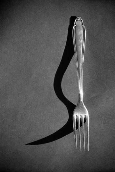 his. Positioning the light, in regards to height and distance from the fork, was the most difficult part of this
