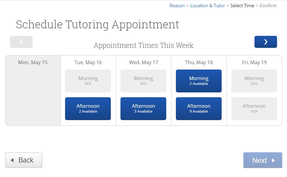Once you have selected the tutors you prefer to meet, you will click Next.