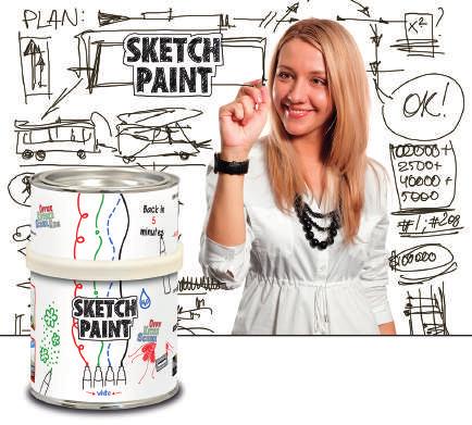 Sketchpaint Ideal for turning any smooth surface into a whiteboard SketchPaint - A whiteboard straight out of a tin!