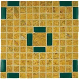 Glass Tile and Crema Marfil Marble Sizes: 12 x 12 / 30 x 30