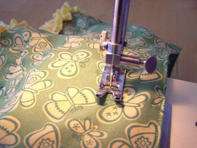 5. Topstitch again, 1 ¼ from the top edge. Leave a 2 opening for inserting the elastic. 6.