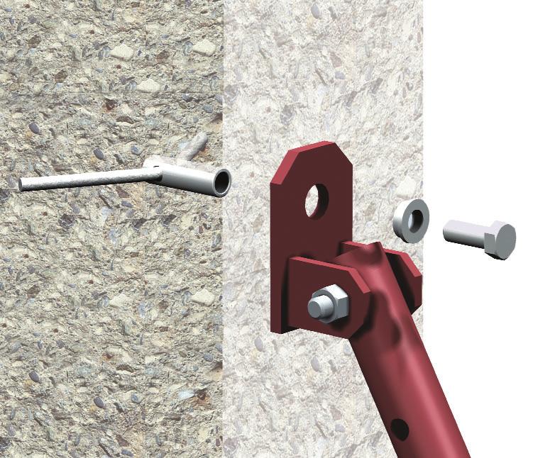 MOUNTING TECHNOLOGY PUSH-PULL-PROPS TYPE M FIXING Fixing on top in prefab elements with anchoring sleeves and bushing reducer: