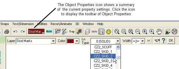 To change the properties of an existing object, click on it to select it and then click the Properties icon on the Speedbar.