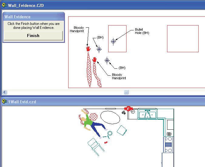 To place symbols, text or other objects on a vertical surface: 1. Create your 2D diagram, then use 3D Builder to assign heights to the walls (or lines) where you want to draw. 2. Select 3D Tools from the left-hand toolbox and then select the Wall Evidence command (red icon with an E).