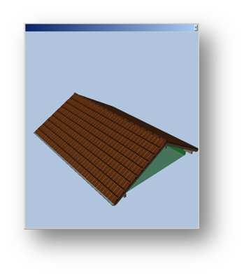 The result shows a roof with a gable end at each end. Select Roof Side 3 and in the Roof construction dialog set the Pitch to 30 degrees, and press the Tab key to accept the change.