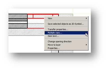 1 Using Multiple Copy First, in the 2D view, select the window (it will turn red when selected), and then right click the selected window to activate the context menu.
