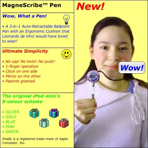 Appendix: MagneScribe Pen This pen with a very fine tip is ideal