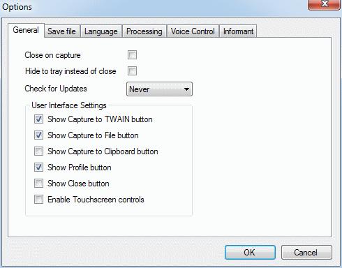 The Options dialogue box (File menu) is used to set the options of inphoto ID SLR operation. The Options dialogue box contains 6 tabs.
