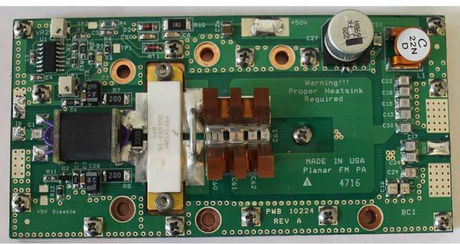 Model MRF1K50-PLA FM Pallet Amplifier This amplifier module is ideal for final output stages in FM Broadcast Applications. 87.5 108.