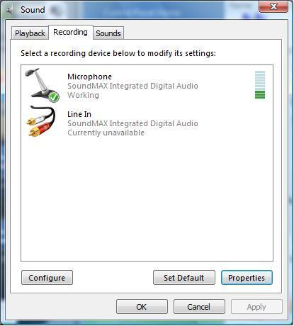 Windows Sound Settings / WDM