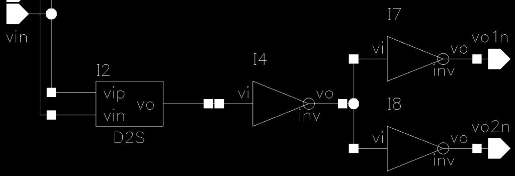 Figure 10: Schematic of the D2S The CML divider and the CML to CMOS converter are simulated together. The CML divider and the CML to CMOS converter can work up to 5.