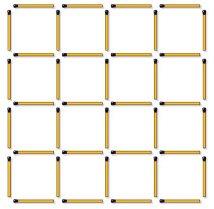 Matchstick Puzzle 7 Arrange the 4x4 match square grid as shown in the illustration.
