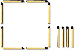 Matchstick Puzzle 12 Use the four matches to divide the large square into 2 parts of the same shape.