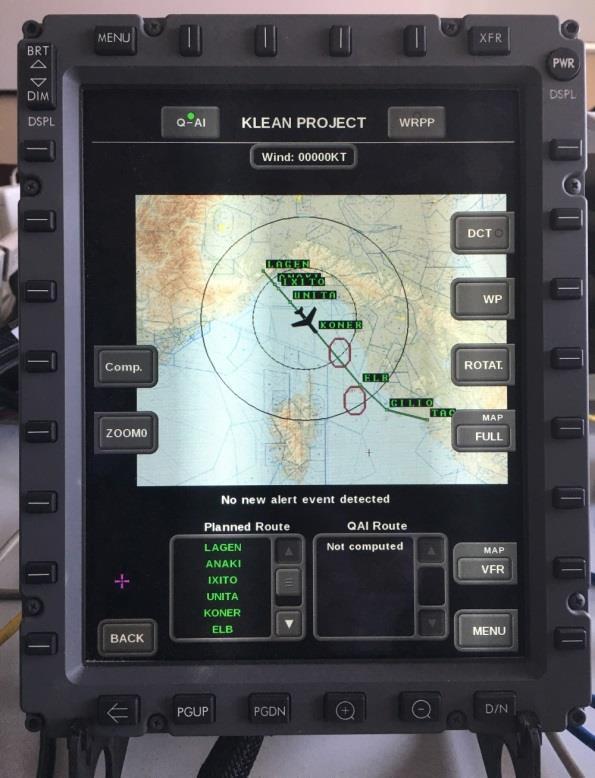 The EFB GUI main screen soon after the no flight zone event (left), and