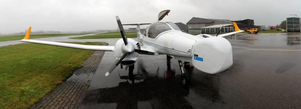 Nose pod-equipped DA42 at the airport of