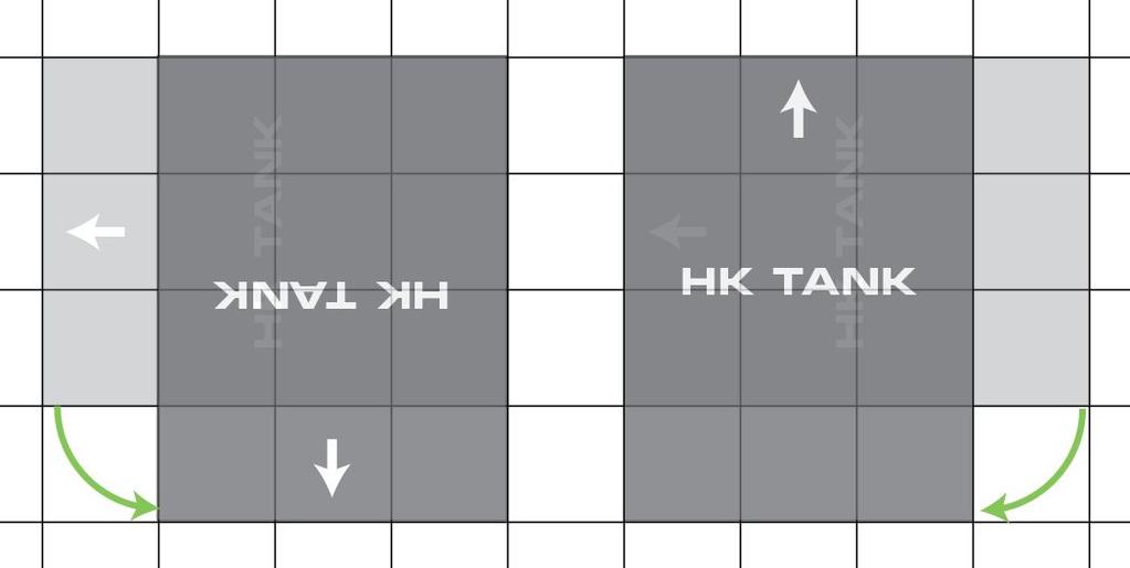 Moving Large Units (HK-Tank): All units that occupy more than one square are considered Large units, and each has special movement rules: HK Tank When this unit moves, it may only move forward (in