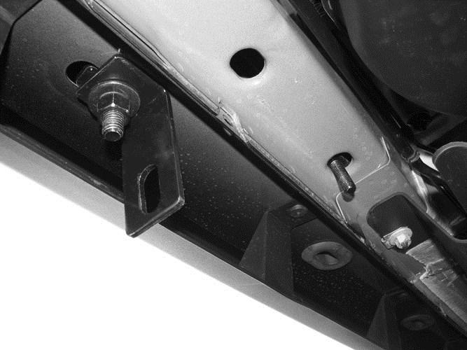 Figure 9A 6. Next, select the Driver Side Rear Mounting. Bolt the Mounting to the back of the pinch weld with (2) M6 hex bolt, (4) M6 flat washers and (2) M6 nylon lock nut. See Figure 10.