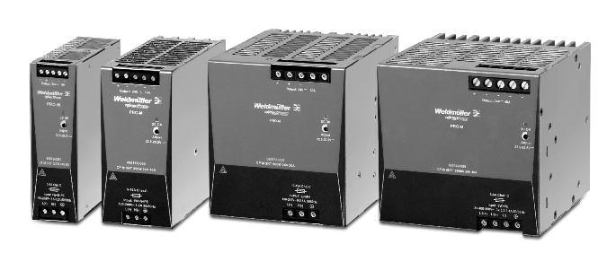 PRO-M SERIES Single Phase Power Supplies L (+) N ( ) PE Two-Phase operation also possible L1 (+) L2 ( ) L3 PE AC DC AC DC Permissible maximum continuous current [A] Max.