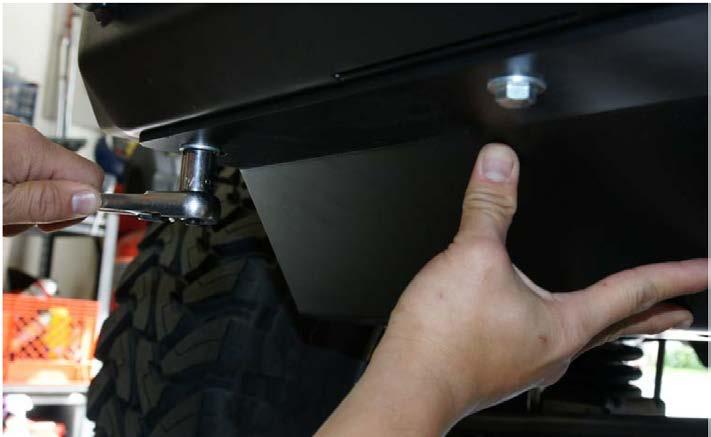 HOLD UP THE LOD SIGNATURE SERIES SKID PLATE TO THE BOTTOM OF THE BUMPER AND SECURE IT IN PLACE
