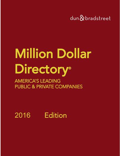 Million Dollar Directory Top 50,000 A single-volume subset of the top 50,000 companies from the Million Dollar Directory: Series universe.