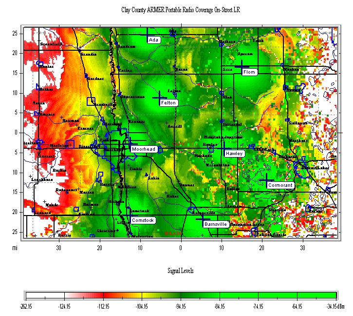 Sanford Health System (FM Ambulance), North Dakota 800 MHz ARMER Radio System Participation Plan 23 Map 3: 800 MHz ARMER Portable On-Street Radio Coverage Clay County MN This